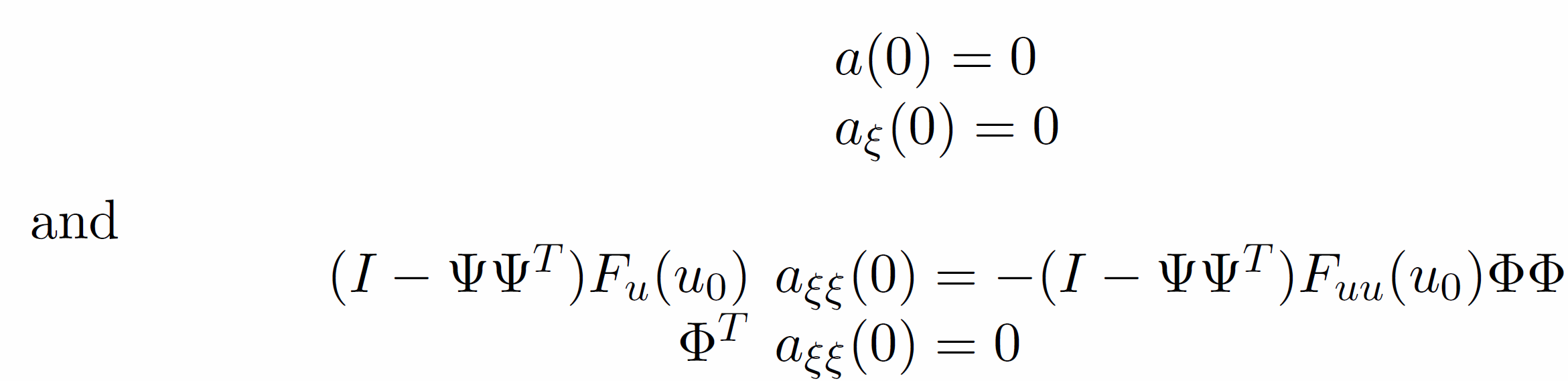 a(0)=0, a_xi(0)=0, ...