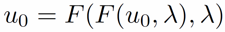 u_0=F(F(u_0,lambda),lambda)