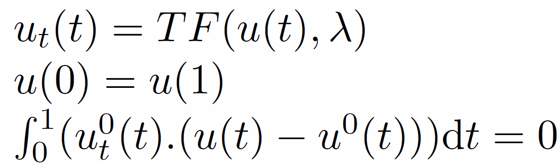 u_t = T F(u(t),lambda), u(0)=u(1), phase constraint