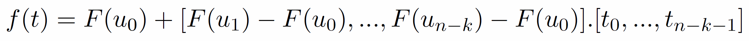 f = F(u_0) + sum (F(u_i)-F(u_0))t_i
