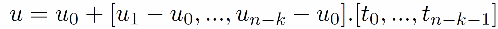 u = u_0 + sum (u_i-u_0)t_i