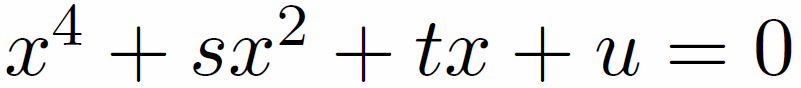 x^4 + s x^2 + t x + u = 0